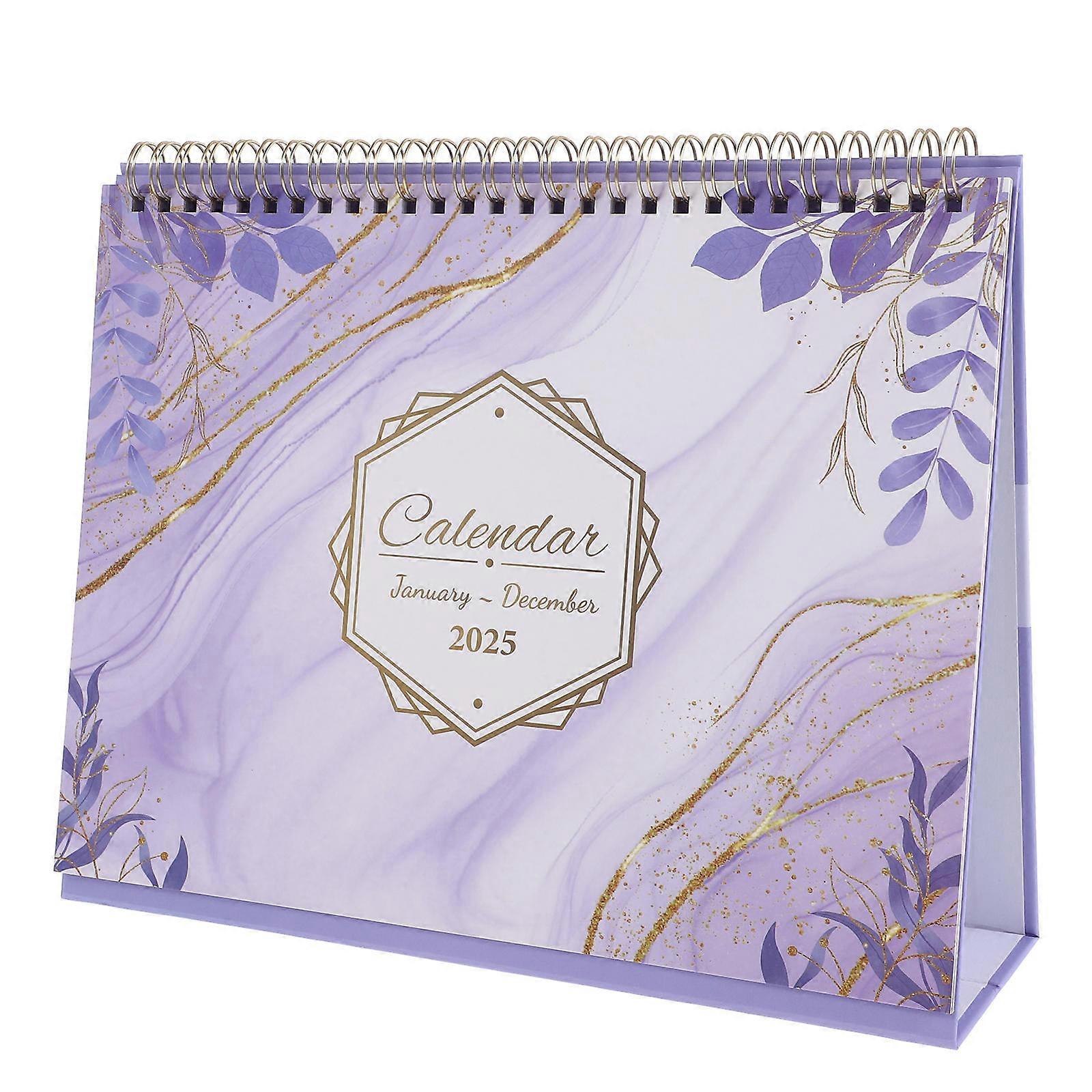 Monthly Desk Calendar Multifunctional Design For Workspace Organization 25.30X24.90X7.80CM Violet Paper 1Set