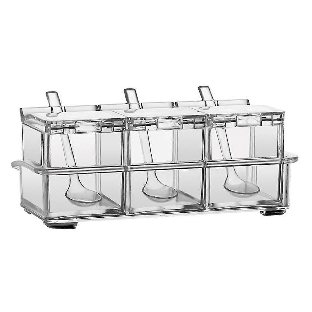 Kitchen Seasoning Containers Seasoning Jar with Tray Home Use 20 2x10 5cm Moisture Proof Multi Compartment Design 1 Set