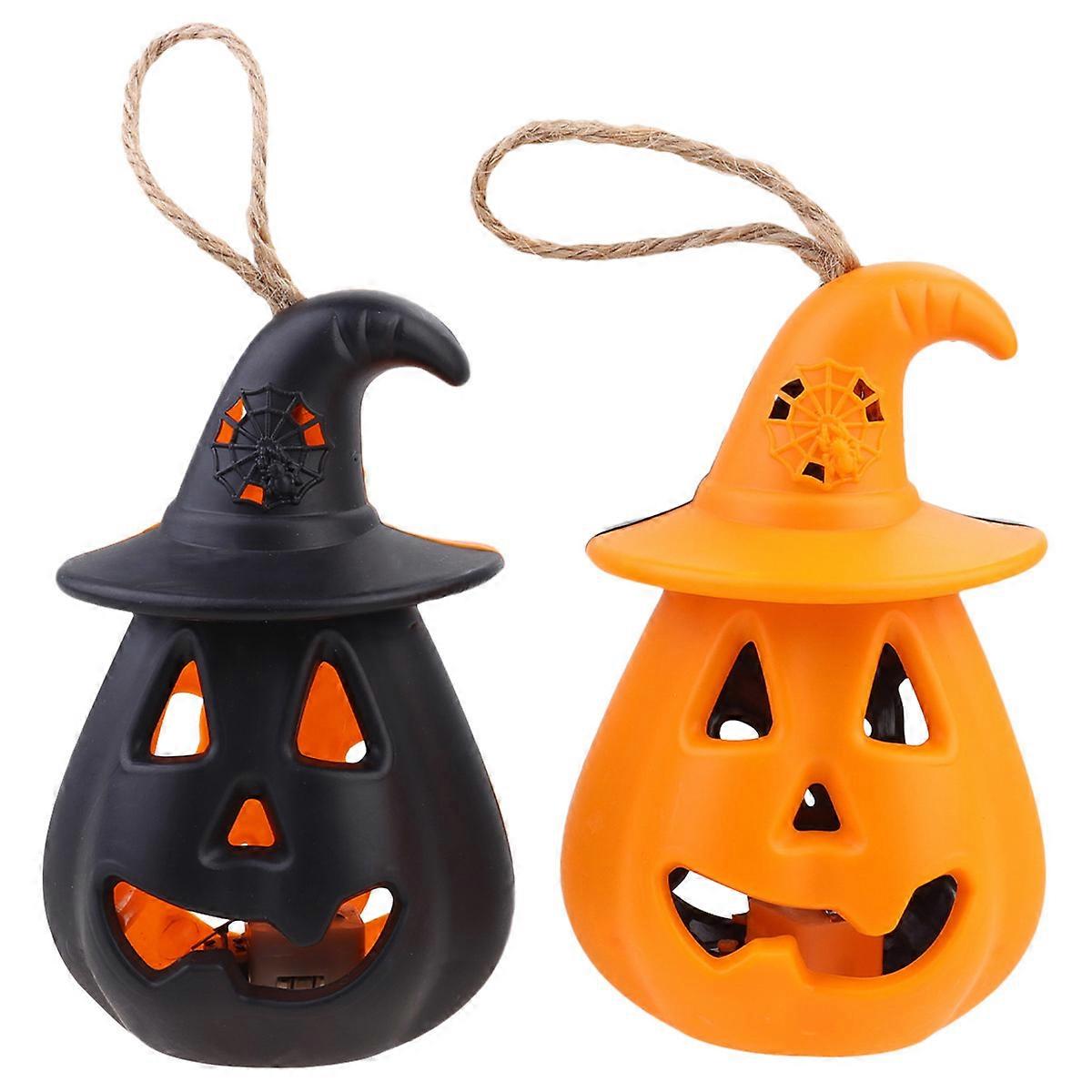 Pumpkin Shaped Night Light For Halloween Celebration 11x6.5cm Plastic 2Pack