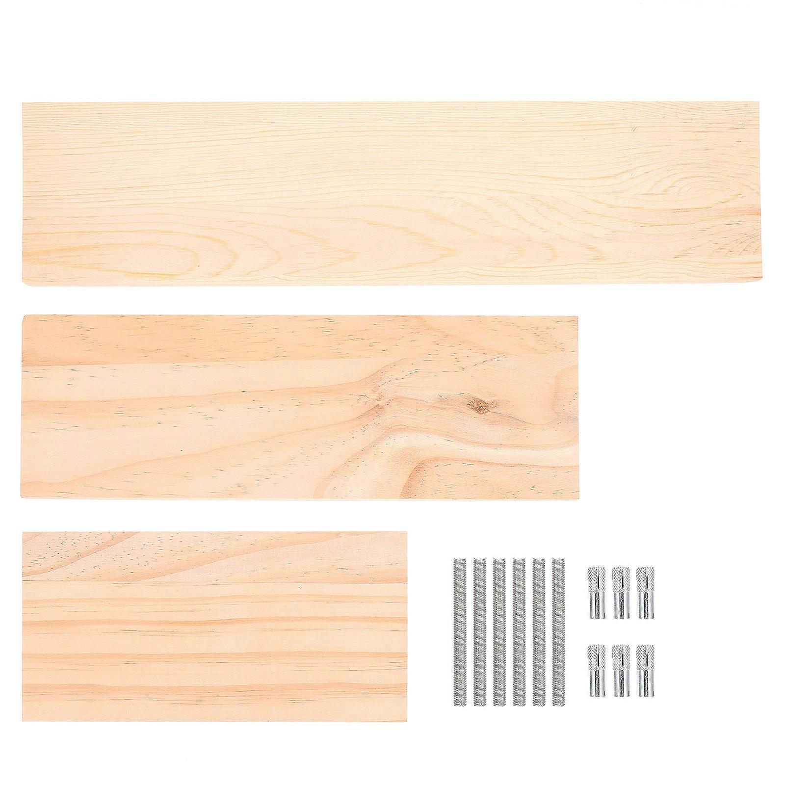 Wall Floating Shelf Kit Storage Display Organization Wooden Light Yellow 40X10X2CM 3 Sets