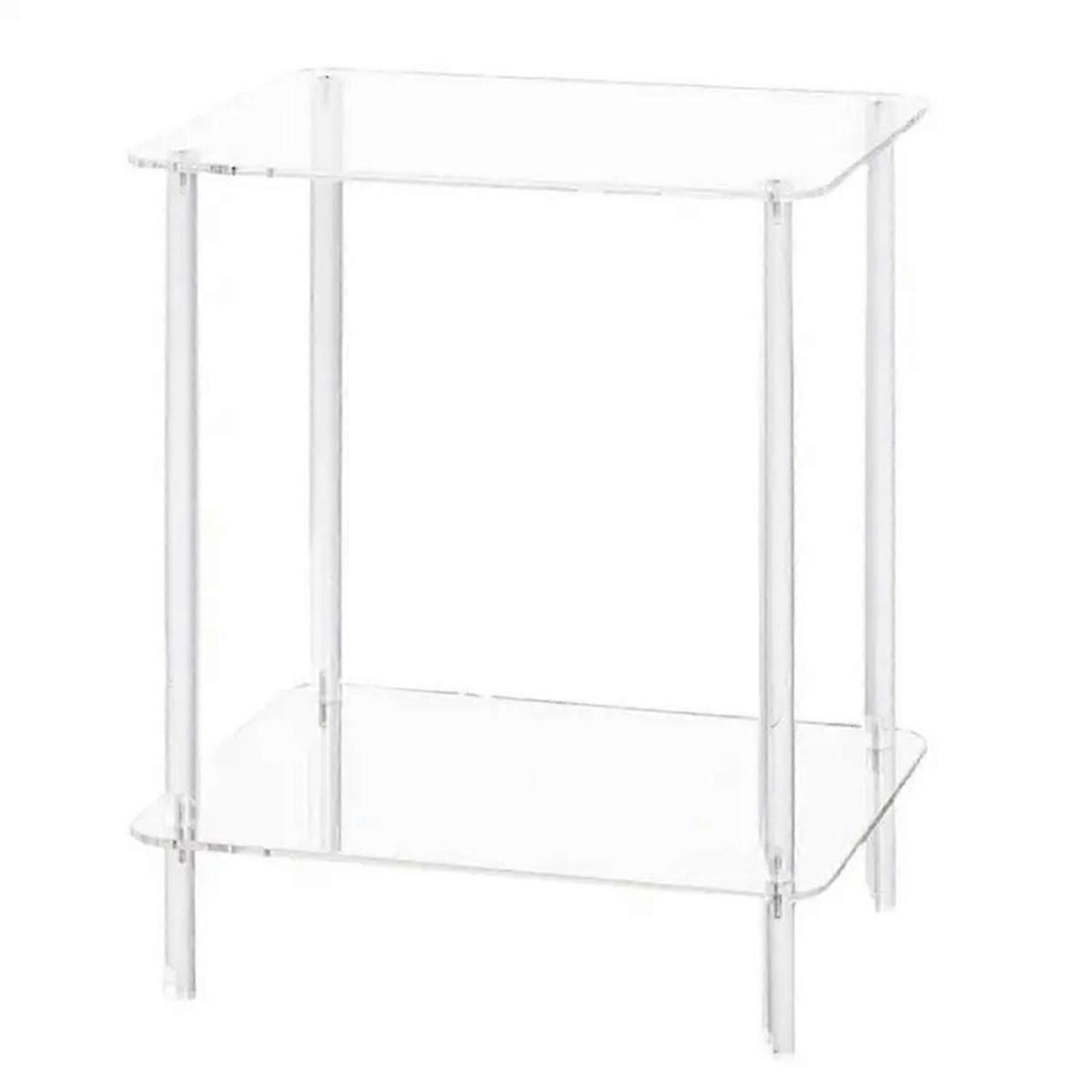 Acrylic Coffee Table Square Side Table Accent Table Sofa Bedside Table Clear Double Tier Snack Tea S