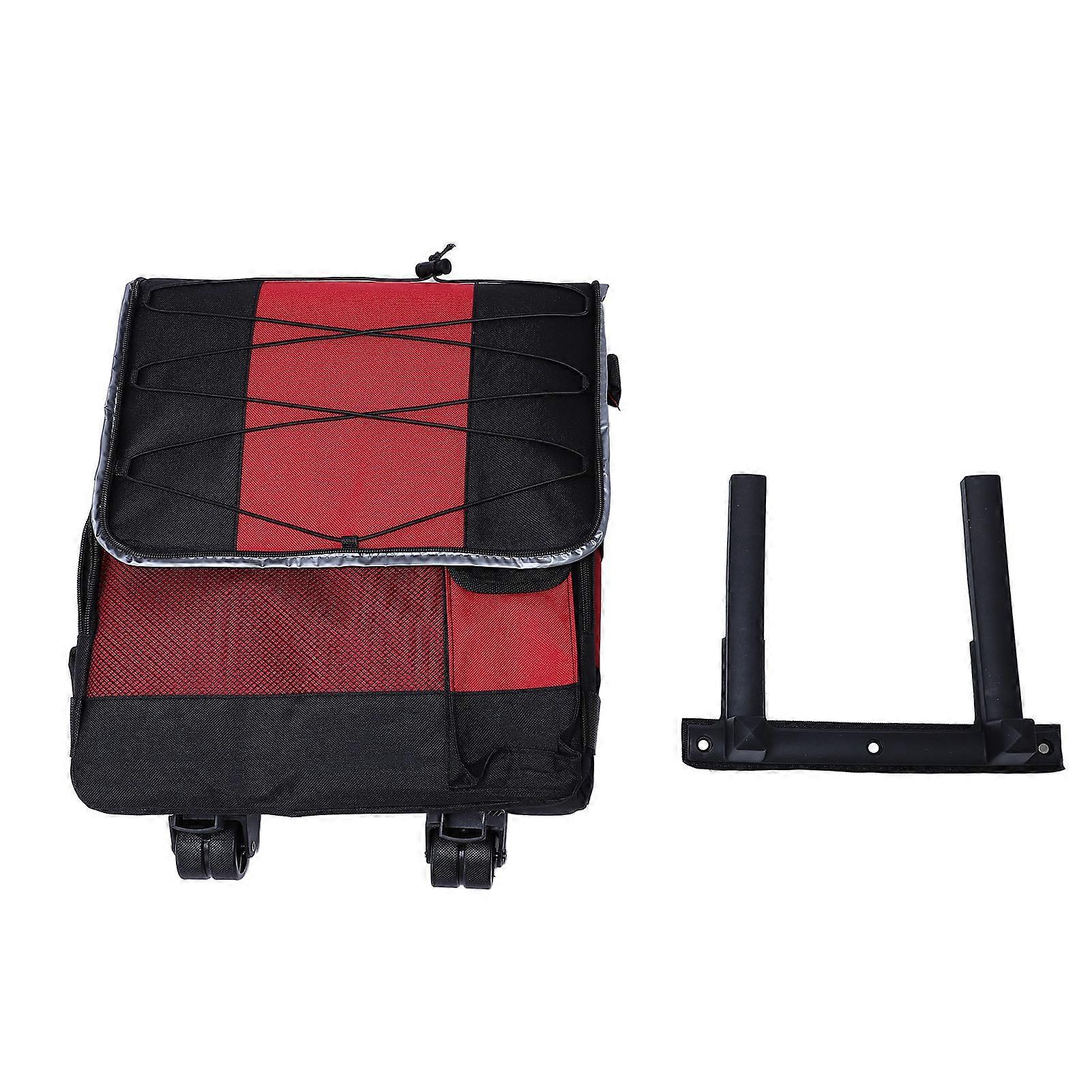 Rolling Cooler 43L Large Capacity Waterproof Foldable Rolling Insulated Box for Camping Picnic Red