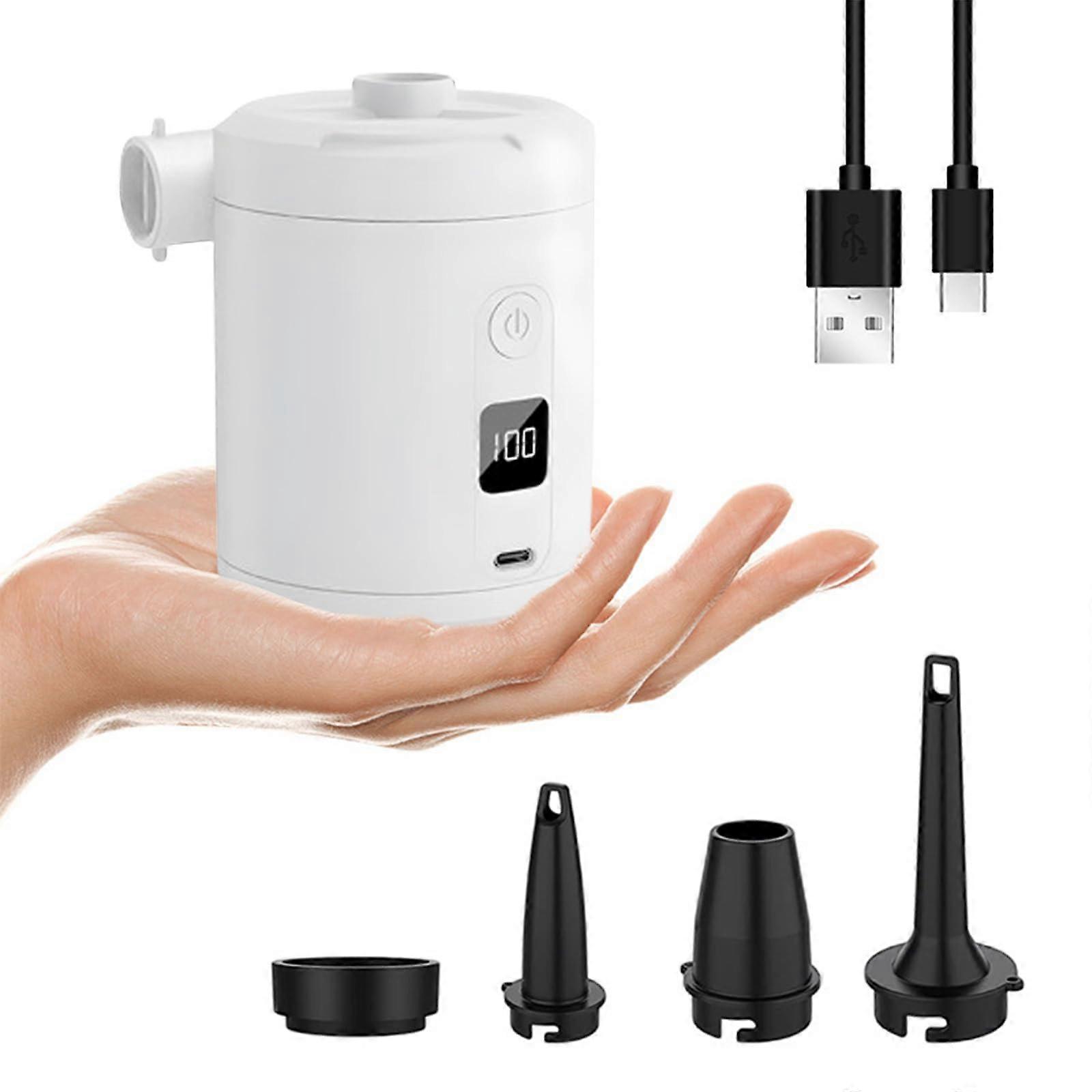 Multifunctional Electric Air Pump Set With Digital Pressure Display, Compact Portable Travel and Home Use, White