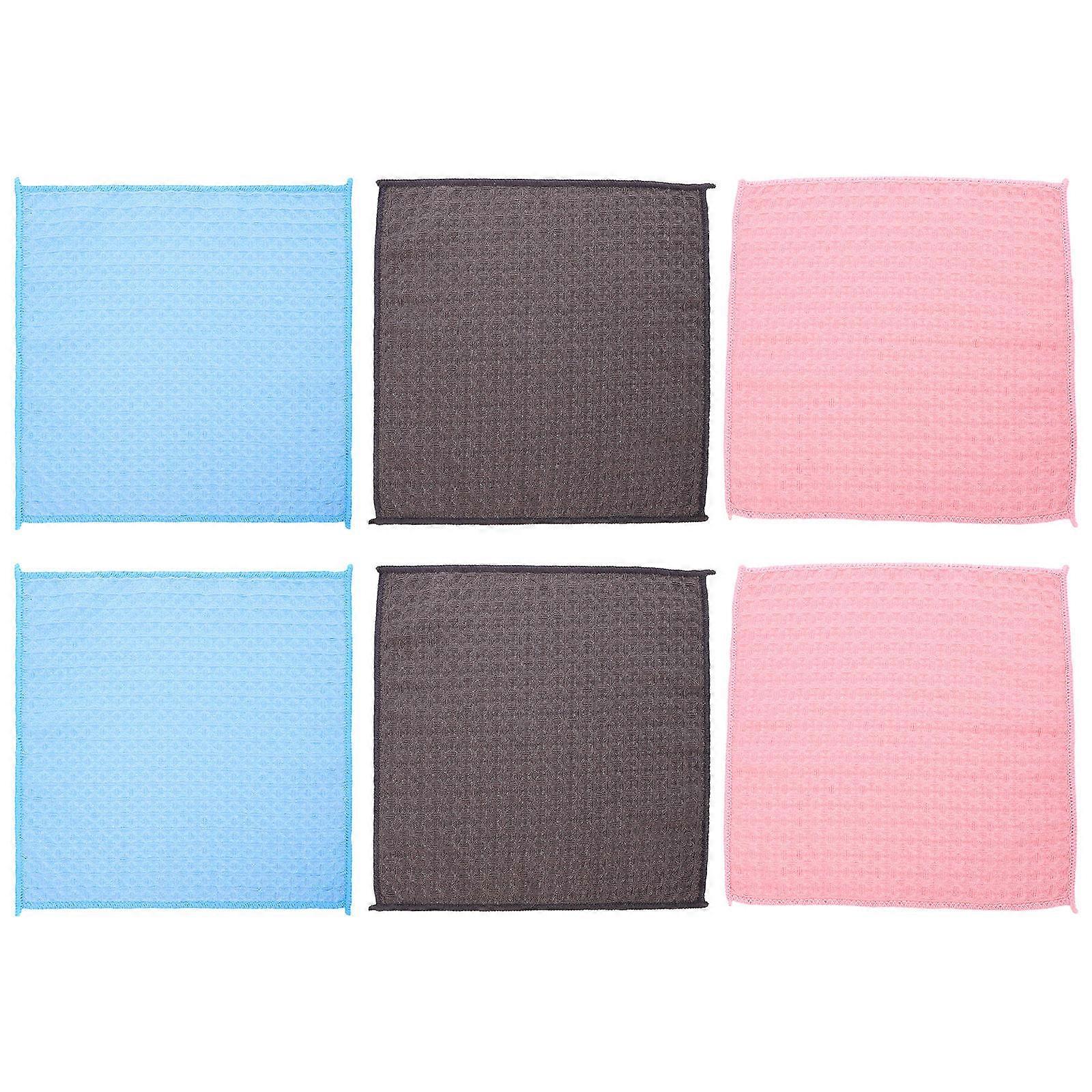6pcs Reusable Waffle Weave Dishcloths Absorbent Lint Free Cleaning Towels for Delicate Surfaces Home Kitchen Use