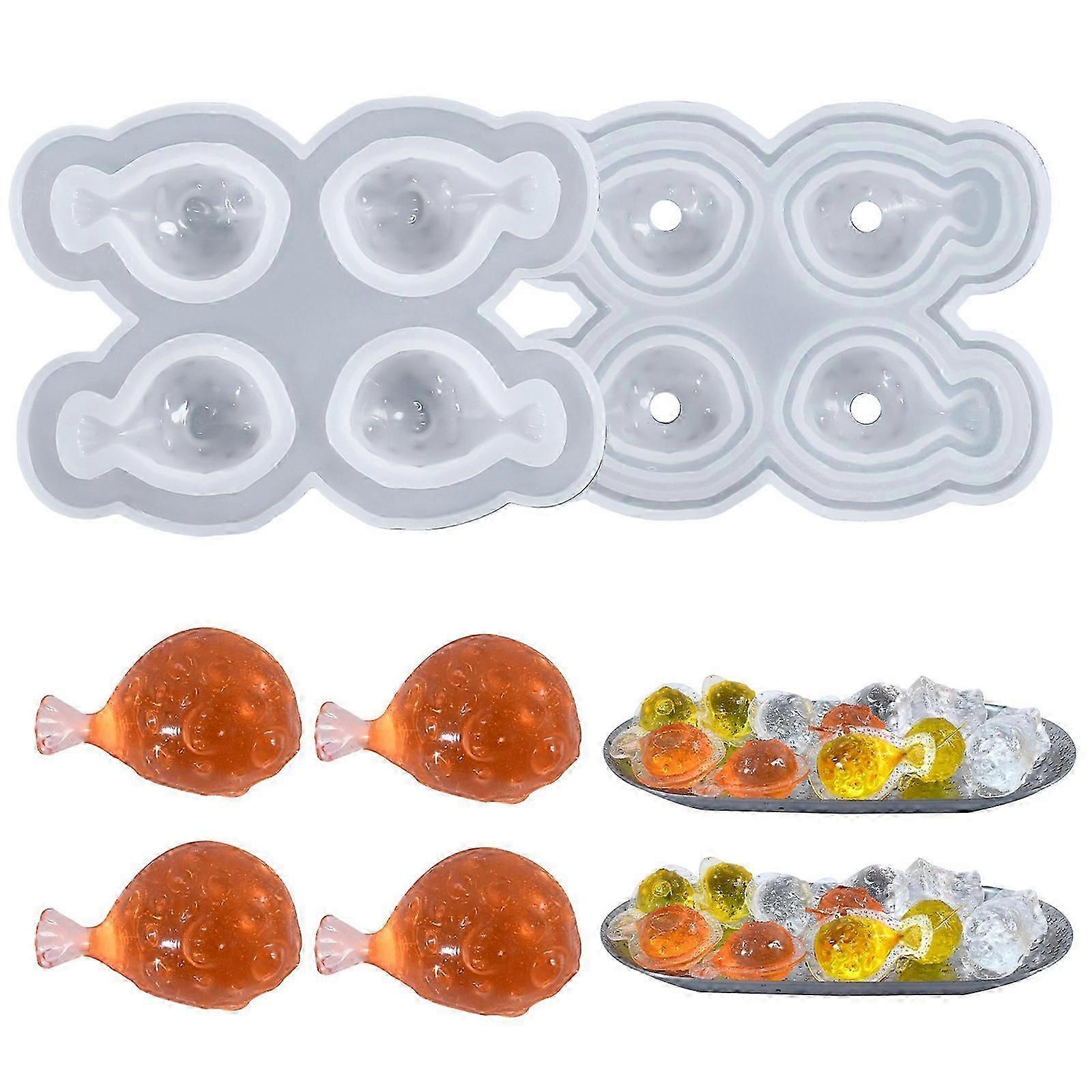 2025 Latest Model Space Saving Ice Cubes Tray With Lid Fish Designs Space Saving