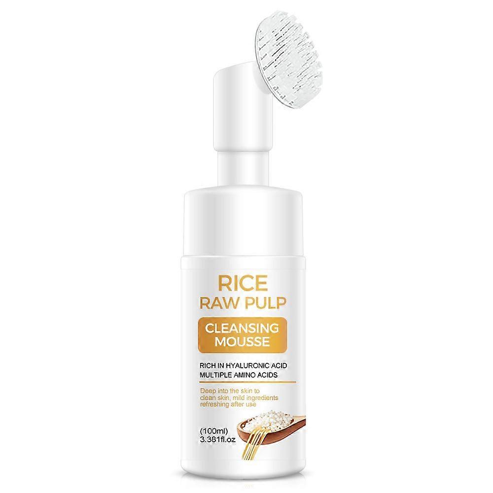 ライスローパルプクリーンフォームムースソフトブラシヘッドディープフェイスクリーンエクスフォリエーションフェイシャルモイスチャライジングスキンケア、敏感肌用泡洗顔料