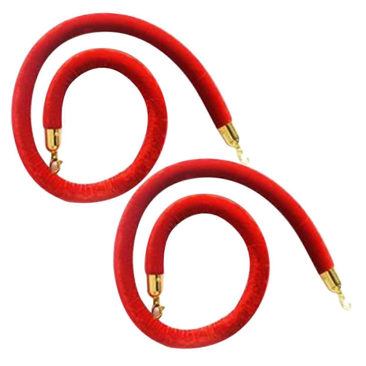 2 pieces crowd control rope barrier stanchions queue support polypropylene rope crowd control ropes velvet ropes stainless steel red