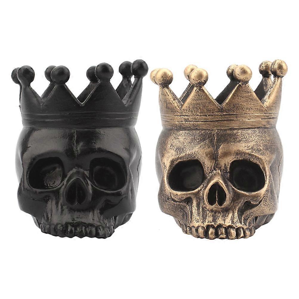Halloween Centerpieces For Tables Skull Stand Decoration Resin Antique Copper 8x7x8cm 2Set