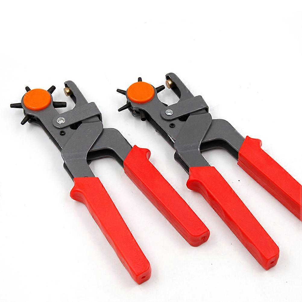 Revolving Belt Hole Puncher Heavy Duty Belt Punching Tool For Leather Materials Red 22.5x7.2cm Anti-Rust Coating 1Pcs