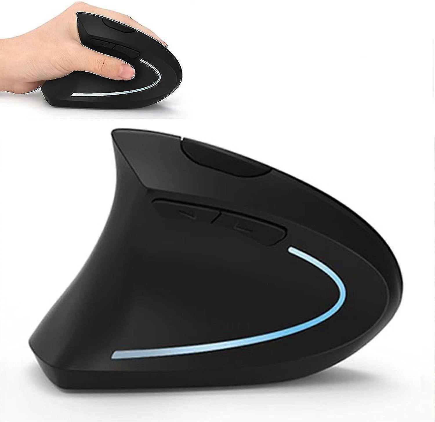 Mouse sem fio vertical ergonômico para canhotos 2.4G USB preto