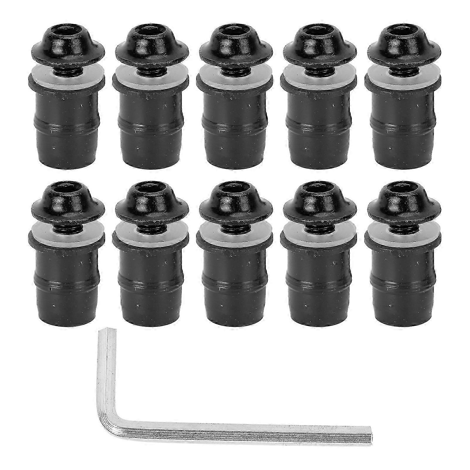 10 יחידות אוניברסלי M5x16 מ"מ ערכת ברגי ברגים לשמשה הקדמית עם מפתח ברגים - שחור