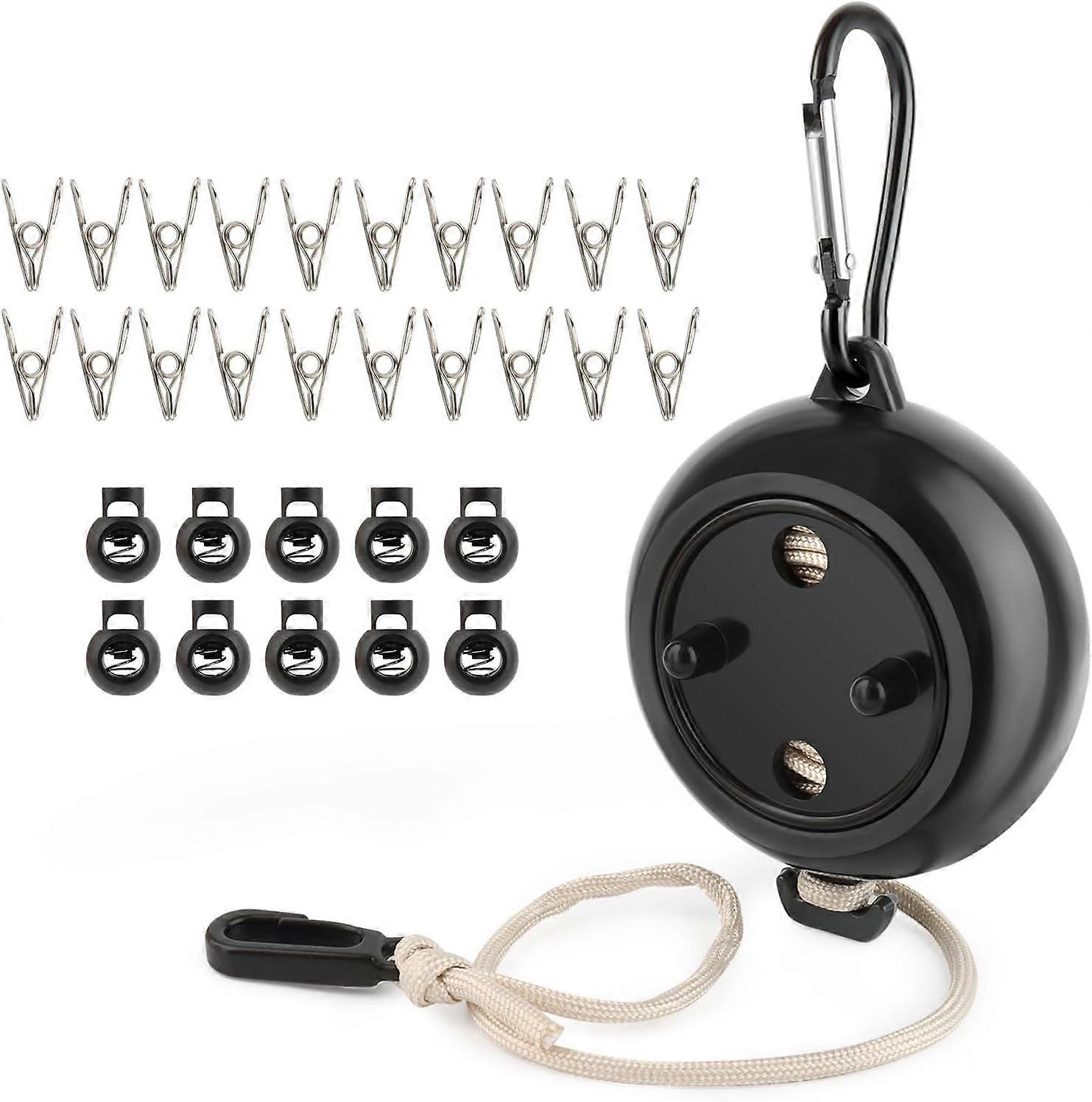 Retractable clothesline with 10 fixing buckles 20 windproof clips