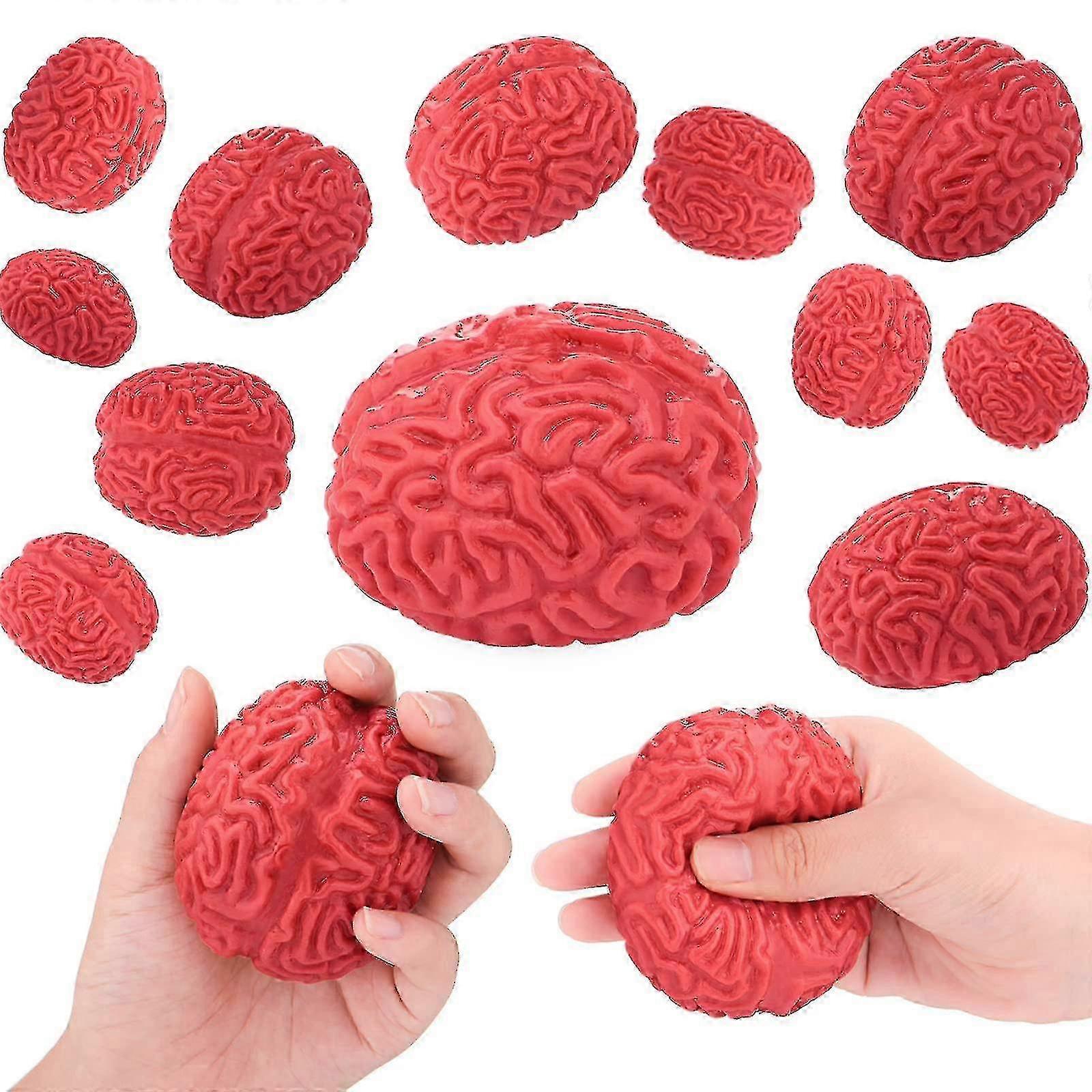 6 Pieces Brain Stress Balls Brain Splat Ball Zombie Brain Toys Red Novelty Fake Brain Scary Toys