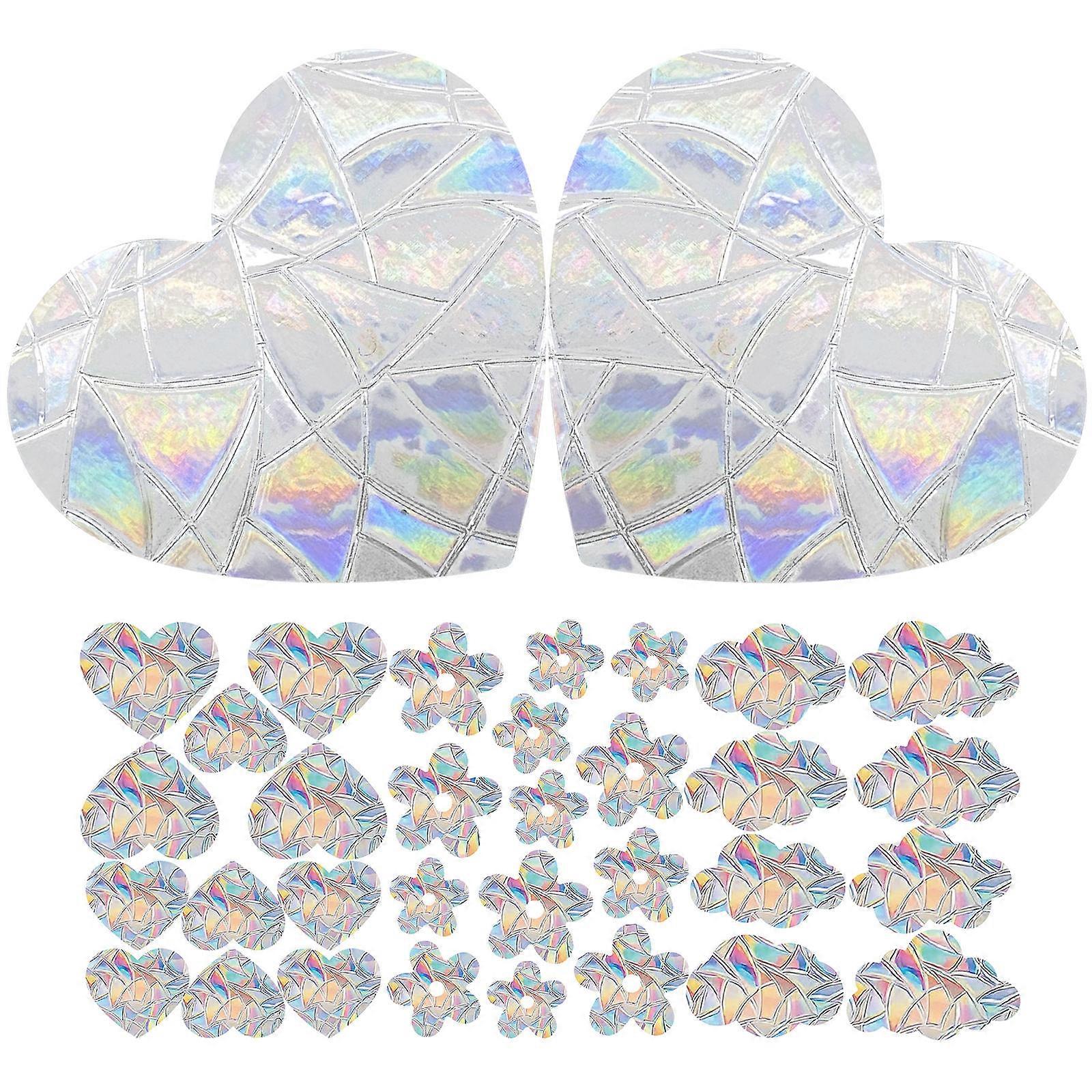 3 Sheets Decorative Static Cling Stickers   Bird Collision Prevention Window Clings with Flower, Cloud & Heart Designs for Glass Safety