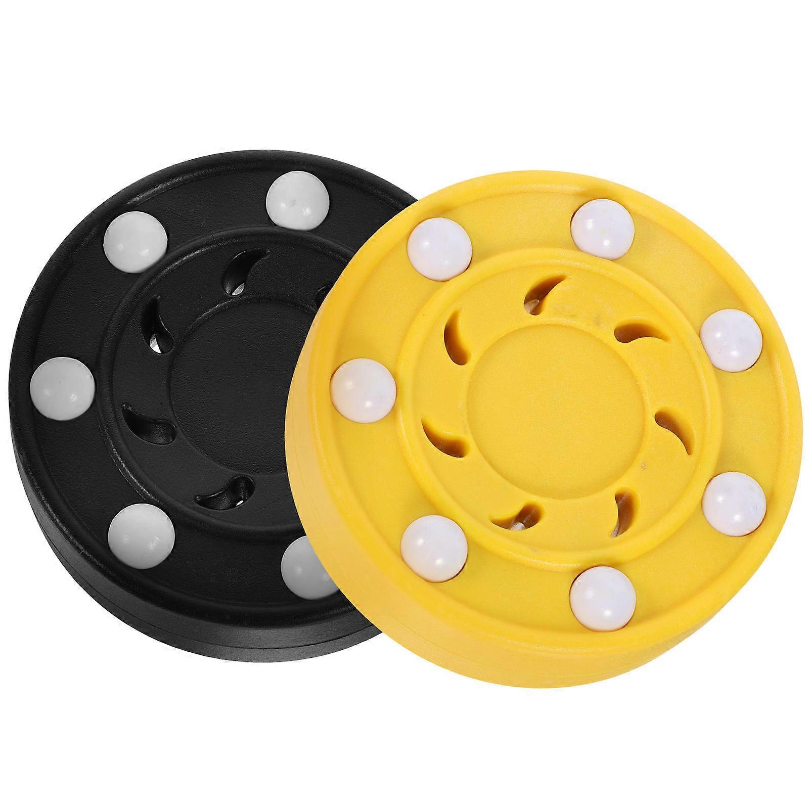 Street Hockey Pucks for Kids Training Puck with Shockproof Core and High Impact Glides Lightweight Design 2Set
