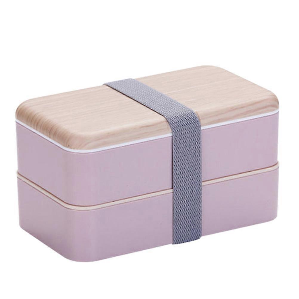 Nordic Style Plastic Lunch Box for Storage with Fine Workmanship and Double Layer Design 1.2L Pink