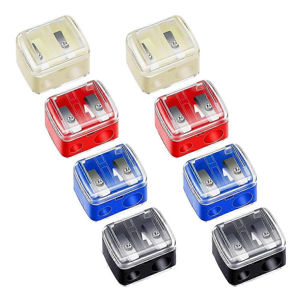 Manual Makeup Pencil Sharpener with Two Holes, Plastic Lipstick Sharpener for Eyeliner and Cosmetic Pencils, 8-Pack