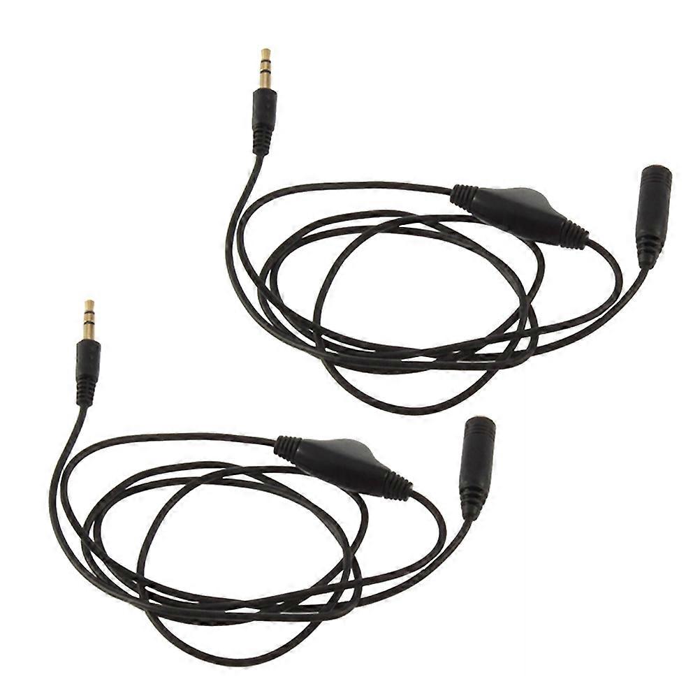 Male to Female Audio Extension Cable with Volume Control, Durable Pulley Design, Stable Transmission for Mobile Phones, Easy to Use, Black