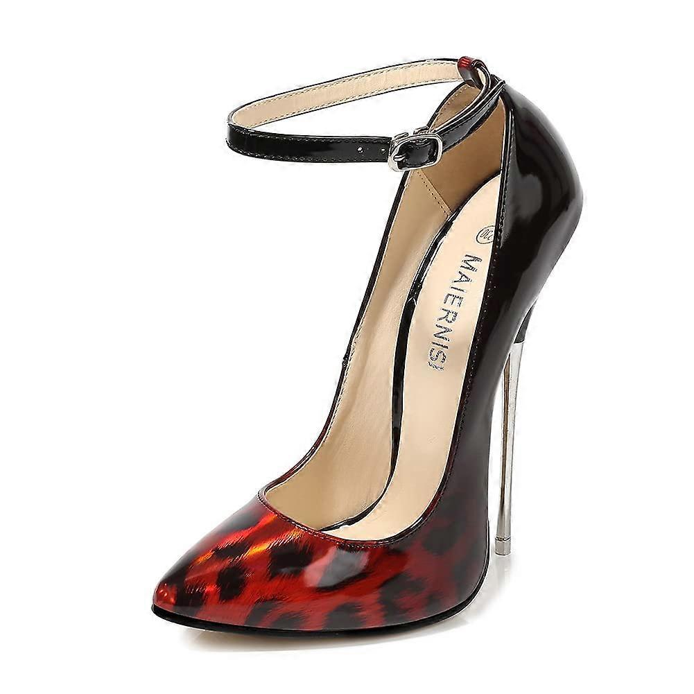 Sexy High Heels for Women, Red Color, Size 38 EU, Metallic Thin Heel, Stylish Pointed Toe Design