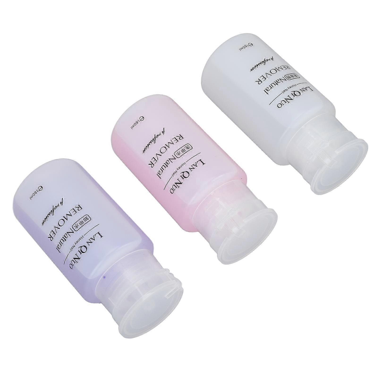 3pcs Nail Polish Remover Plant Extract Press Bottle Type Gel Cleanser Solution Nail Polish Cleaning Liquid