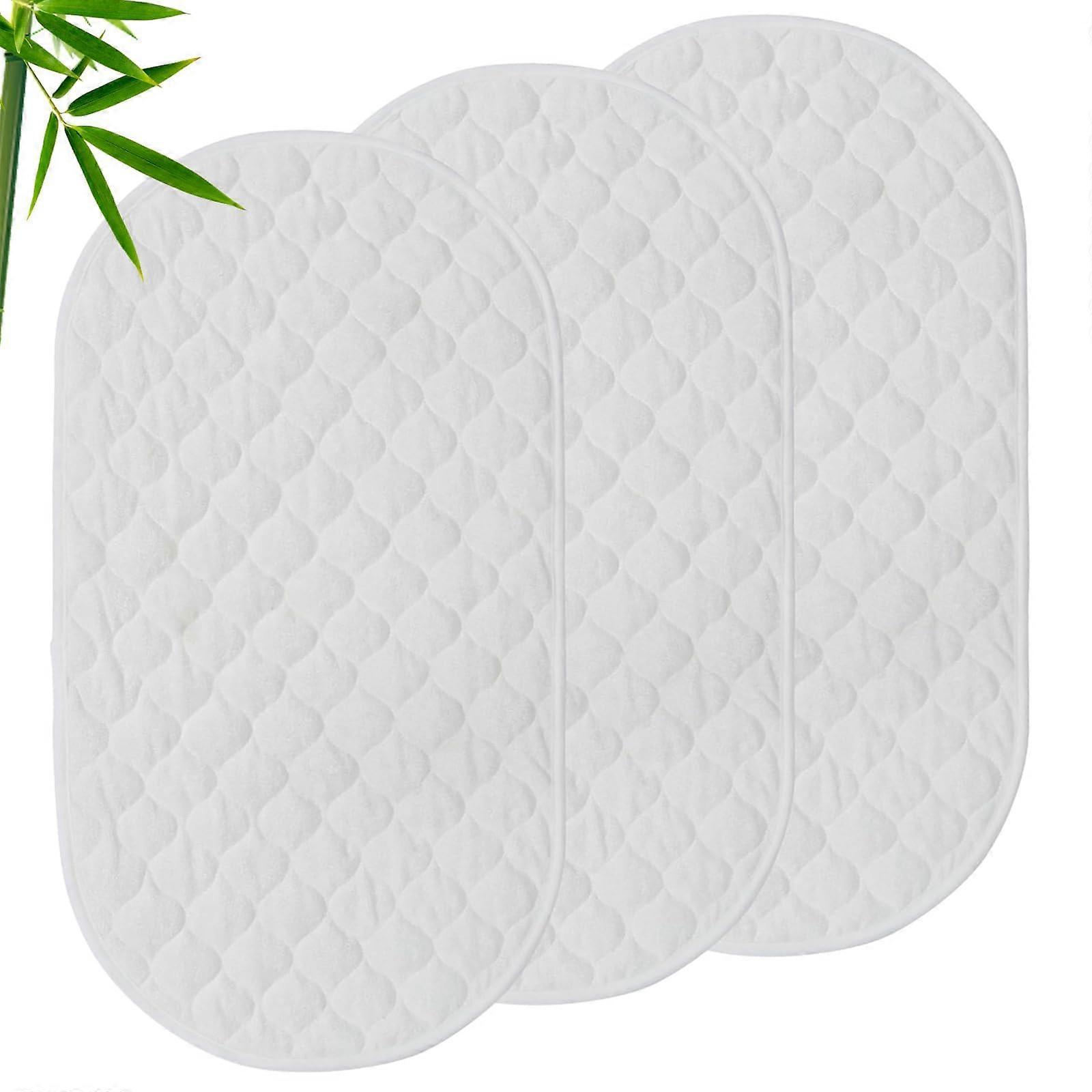 Changing Mat Cotton Breathable Waterproof Washable Reusable Cotton Urinal Pad Changing Table Cover for Home Travel 26 x 14 Inch 3 Pack (White Oval)