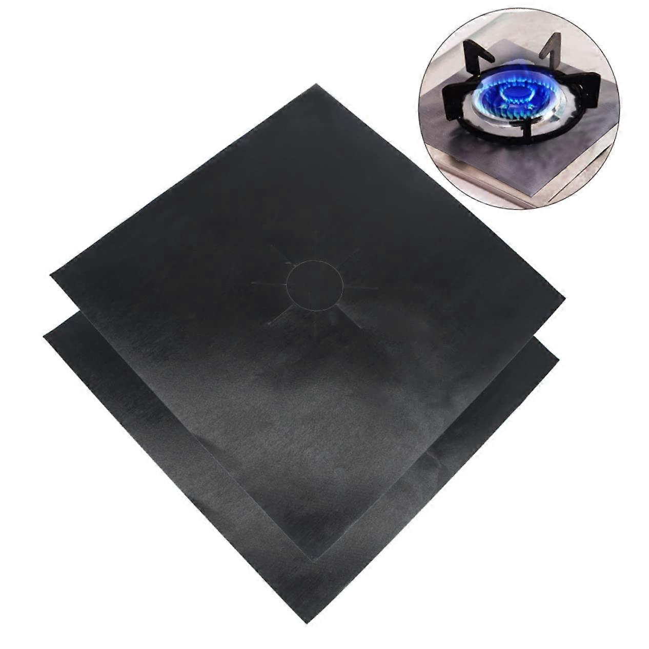 Set of 2 Non-Stick Oven Liners and Gas Stove Protectors, 7-Inch Black Scrub-Free Covers for Easy Cleaning