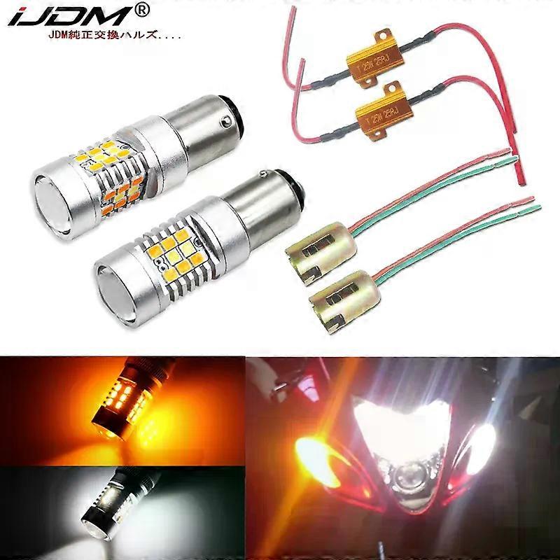 iJDM Complete White/Amber Switchback LED Lighting Conversion Kit Compatible For Suzuki Hayabusa GSX1300R Front Turn Signal Lamps