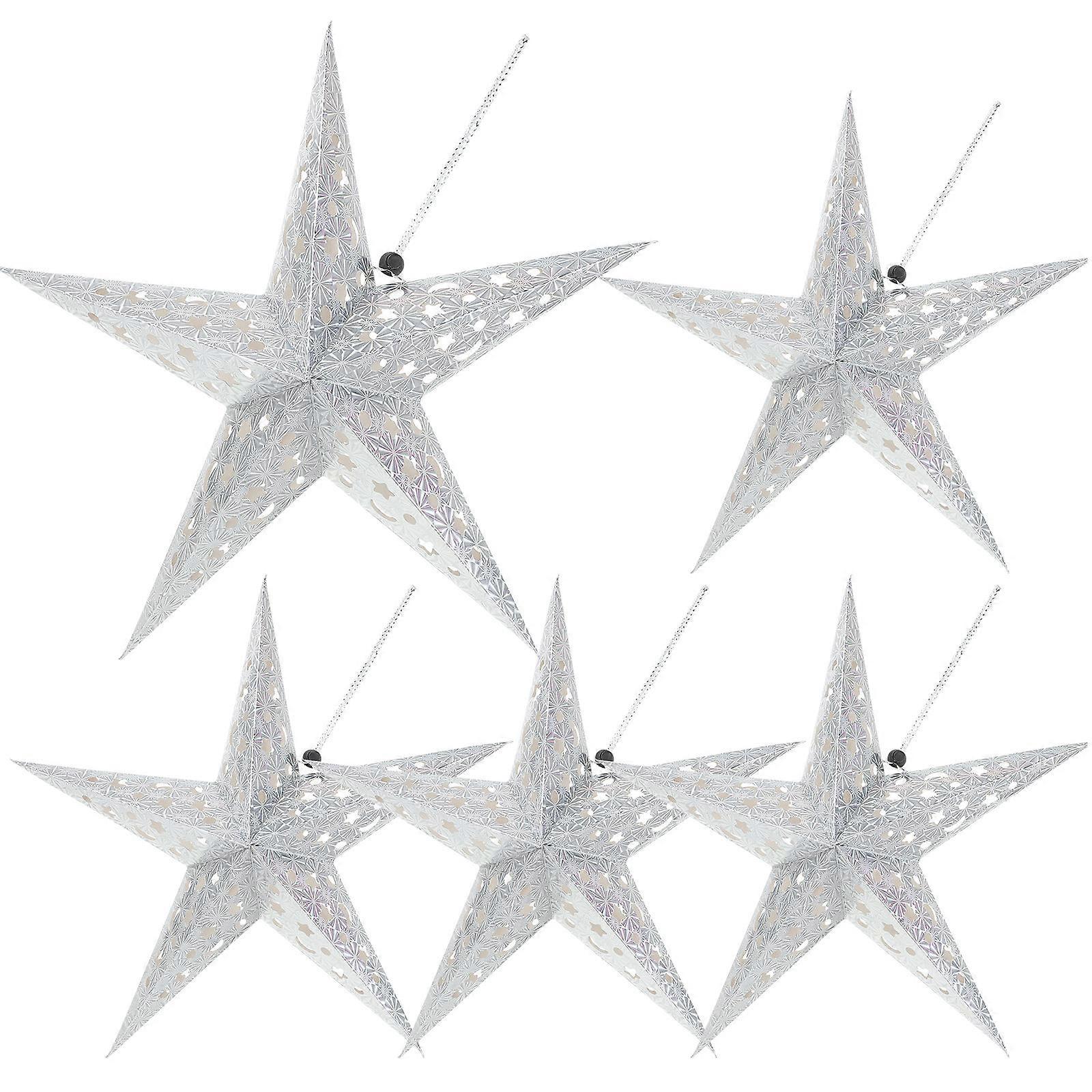 5pcs Shiny Silver Hanging Lampshade Decorative Ceiling Light Shades for Wedding, Birthday & Home Use with String & Fairy Lights