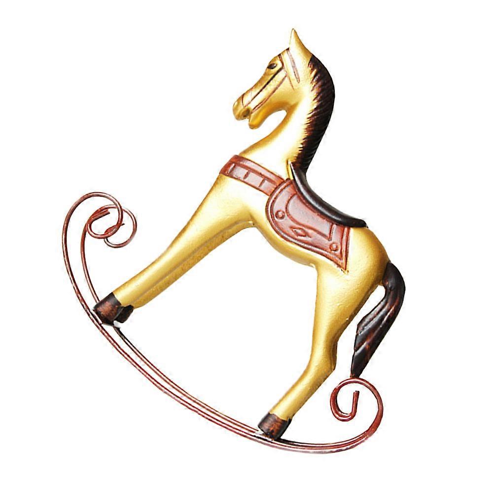 Vintage Rocking Horse Golden Wood with Rustic Charm for Displaying Decor