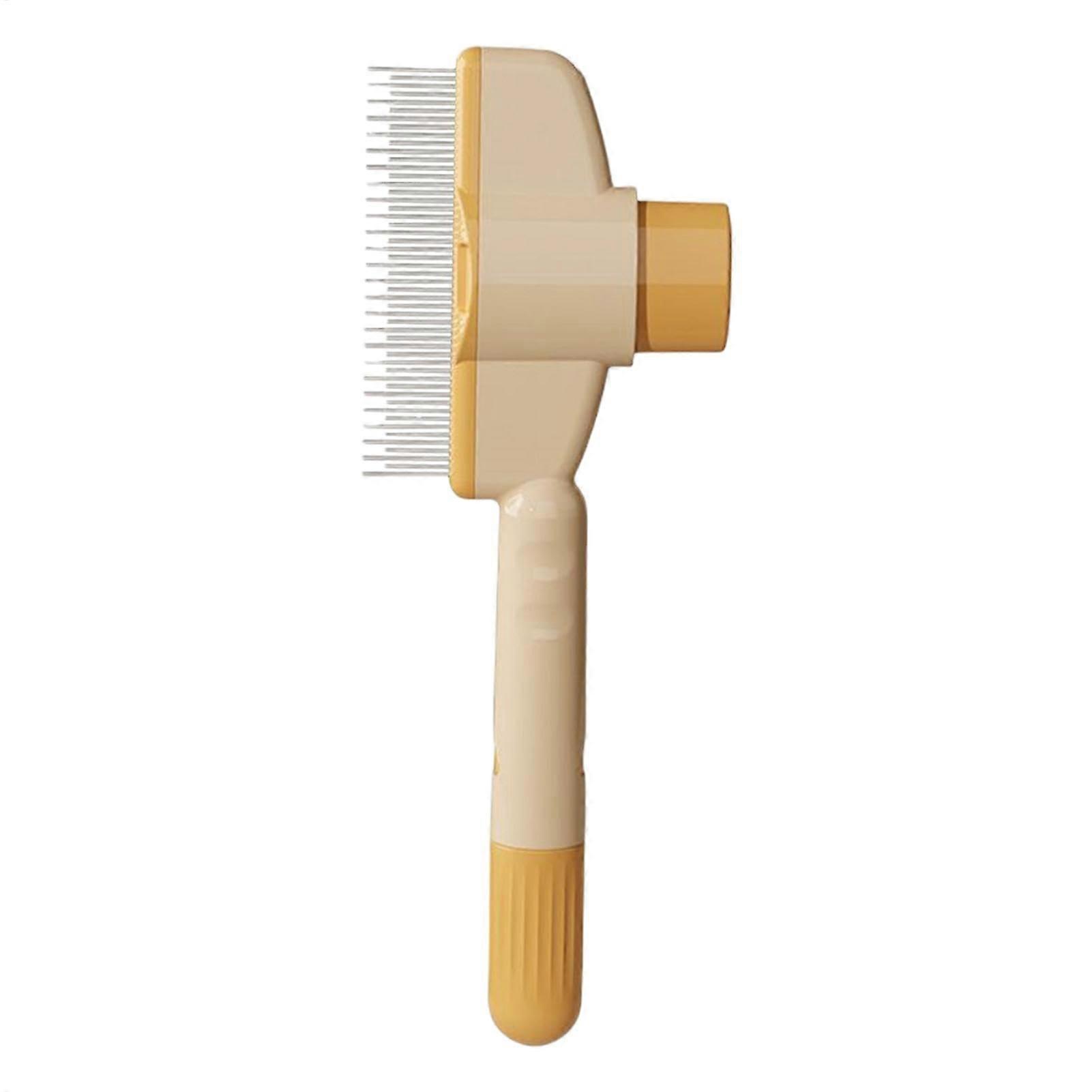 Dog and cat slicker brush for removing tangles, ergonomic handle orange.