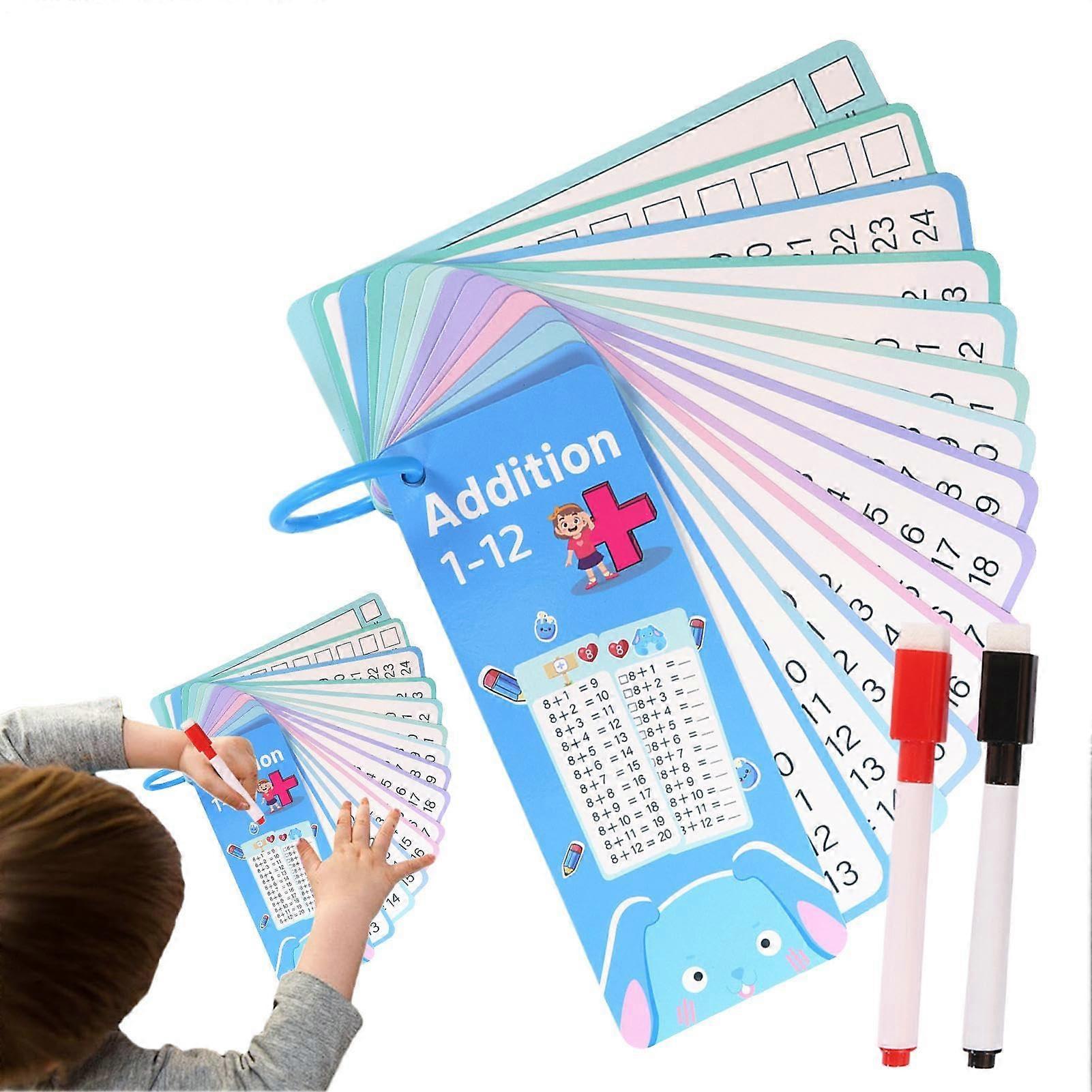 Mathematical Flash Cards for Subtraction and Multiplication | Double-Sided Perforated Learning Cards for Kids