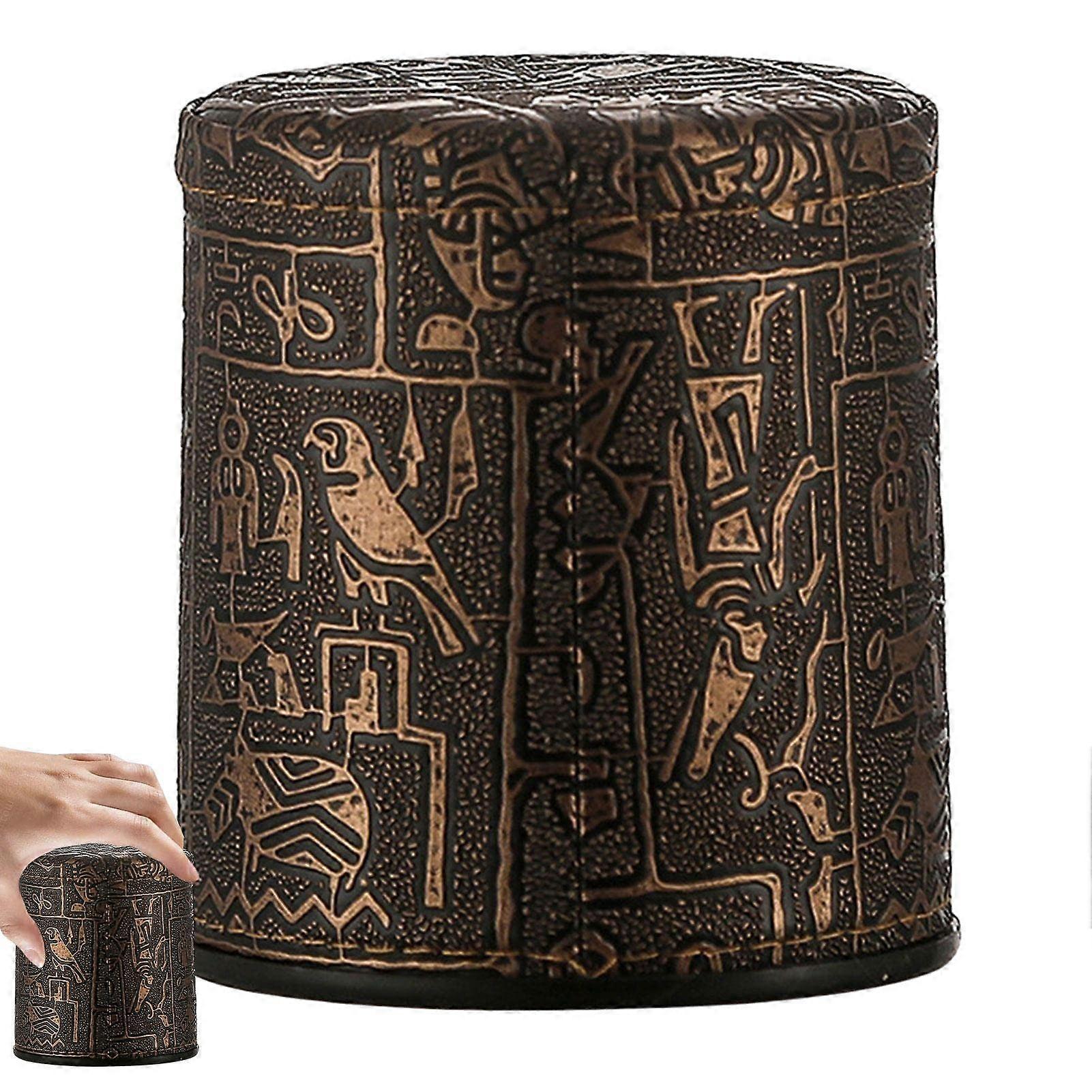 Faux Leather Dice Cups Set of 2, Egyptian Style Professional Dice Shakers, Durable Dice Holder for Games