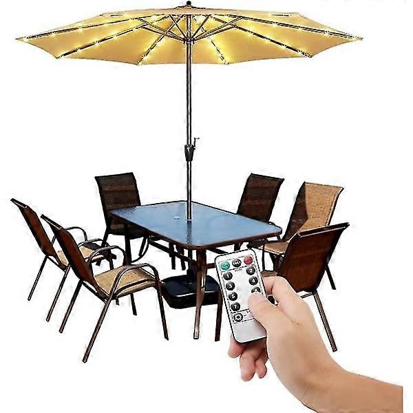 Cordless umbrella lighting with remote control 8 brightness modes