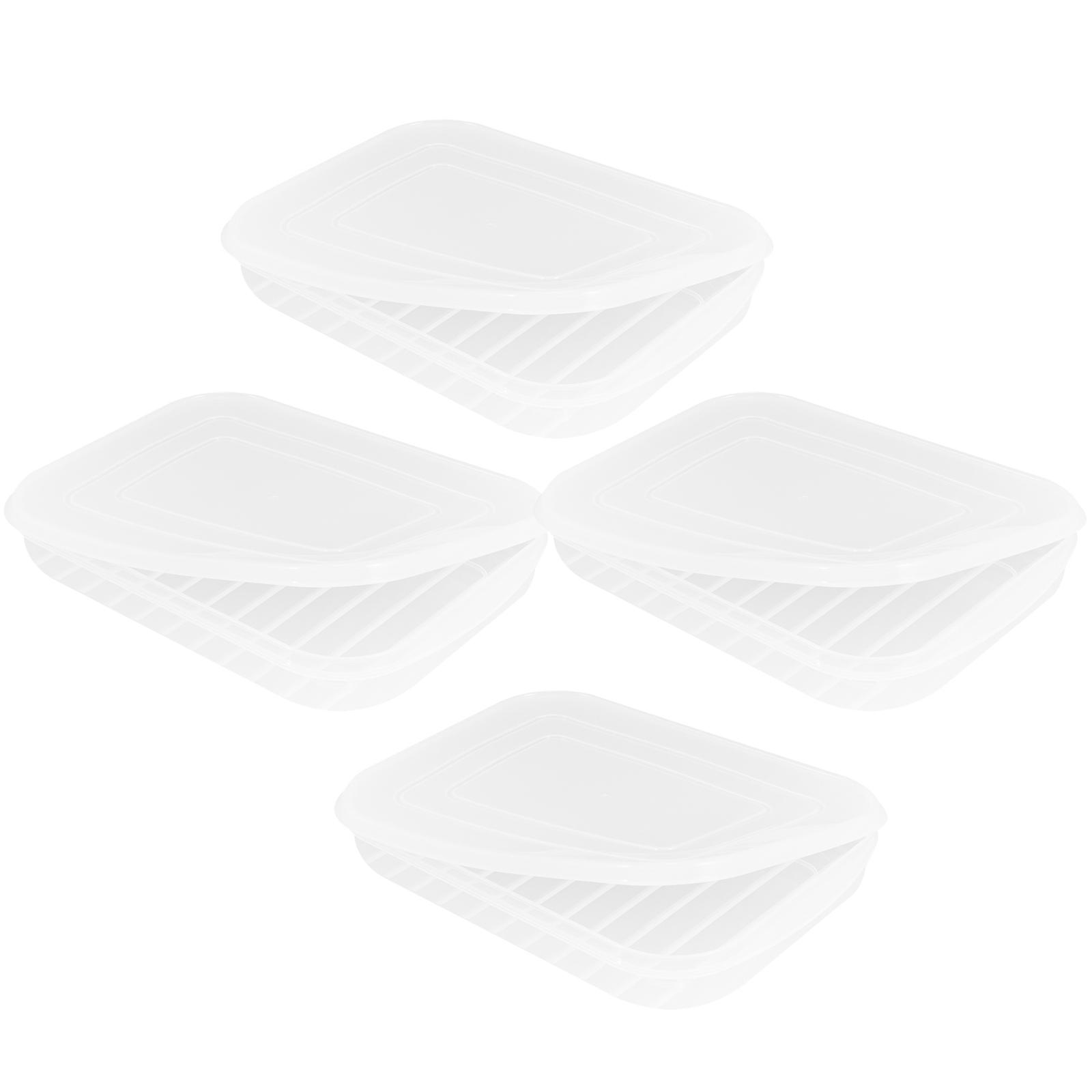 Bacon Keeper 4Pcs Pe Transparent Clear Food Container for Space-Saving Storage