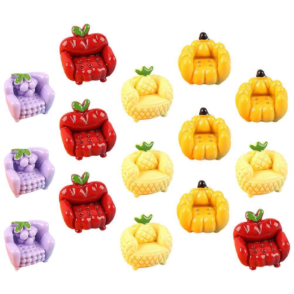 Miniature Fruit Sofa Resin Charms for Decoration Assorted Color Safe Practical PHONE CASE DIY 15Pcs