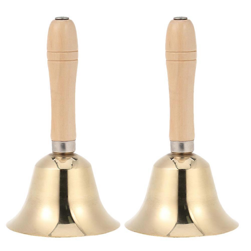 Vintage Solid Bell with Wooden Handle Loud Decorative Bell for Classroom, Wedding, Party, Yoga & Elderly Assistance