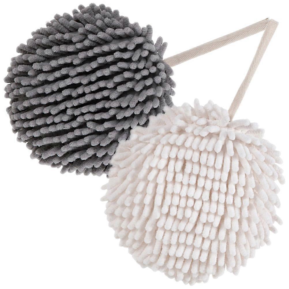 2pcs Hanging Chenille Hand Towels – Super Absorbent, Quick Drying, Soft & Comfortable Grip for Bathroom, Kitchen, Household & Travel Use
