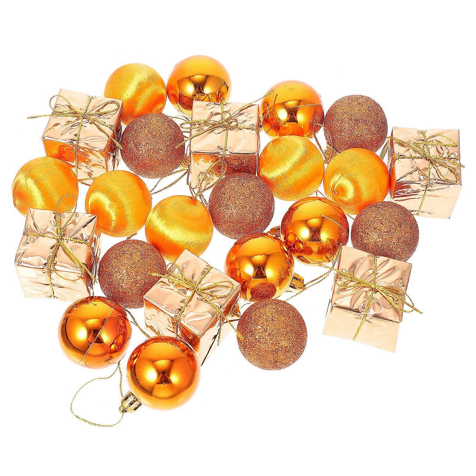 Christmas Tree Ornaments with Bright Orange Color for Decor Made of PVC 24 Pieces