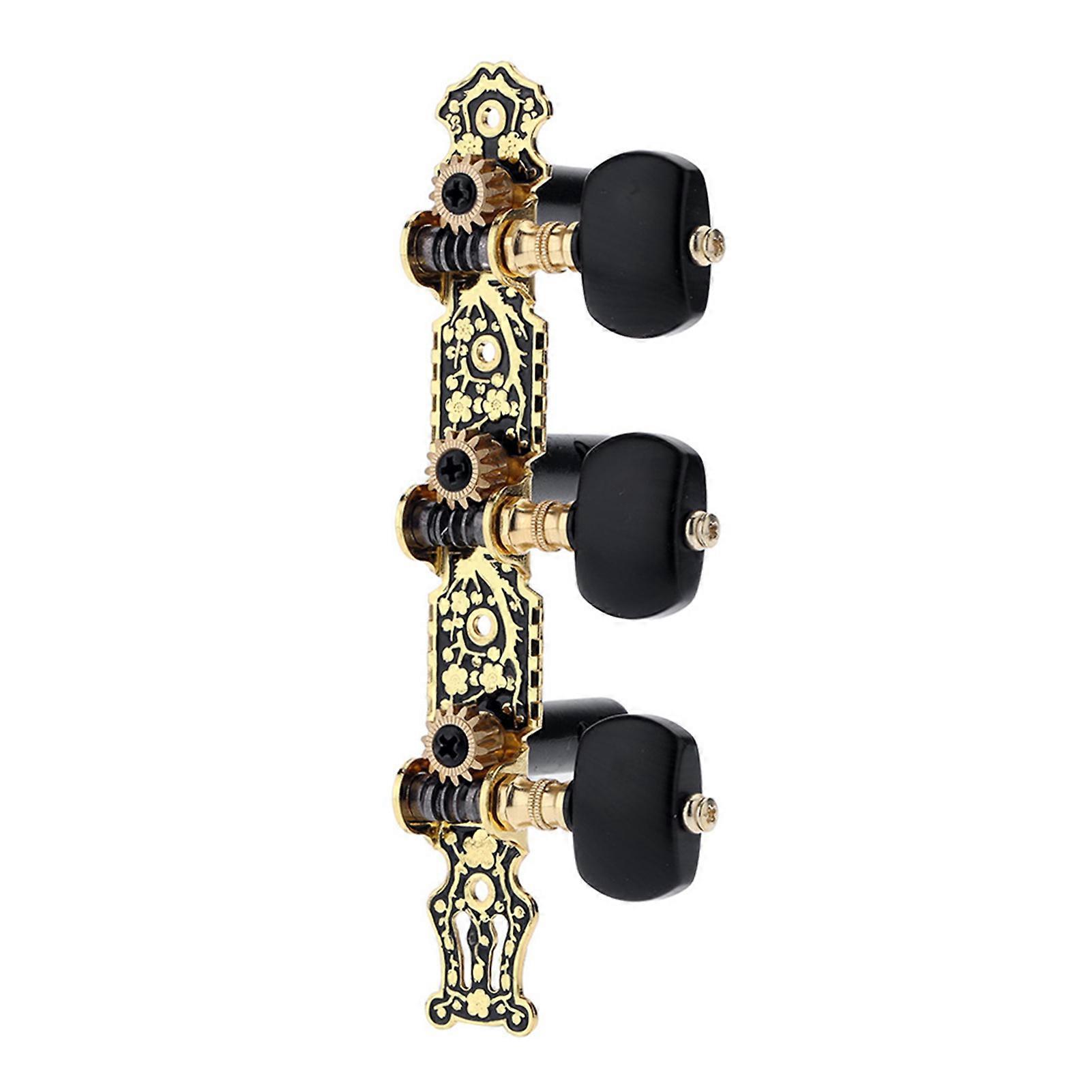Alice AO-020HV3P 1Pair(Left + right) Classical Guitar Tuning Key Gold /Black Plated Peg Tuner Machine Head(long) String Tuner