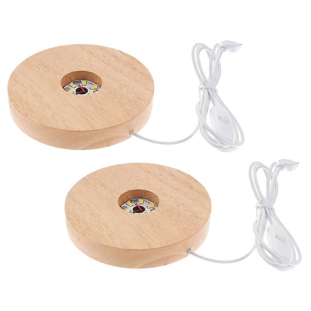 Light Base For Night Light 2Pcs Wood Pedestal Equipped With USB Charging Ideal For Home Use And Room Decoration Featuring Unique Lighting Function