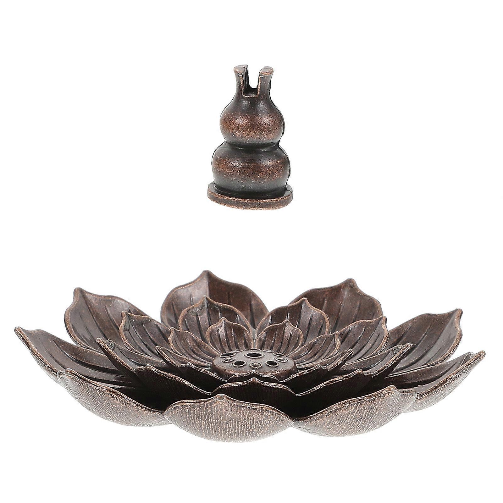 Incense Burner Alloy Censer Retro Zen Style Perfect For Home Decor 9X9X3Cm Designed For Aromatherapy 1Set