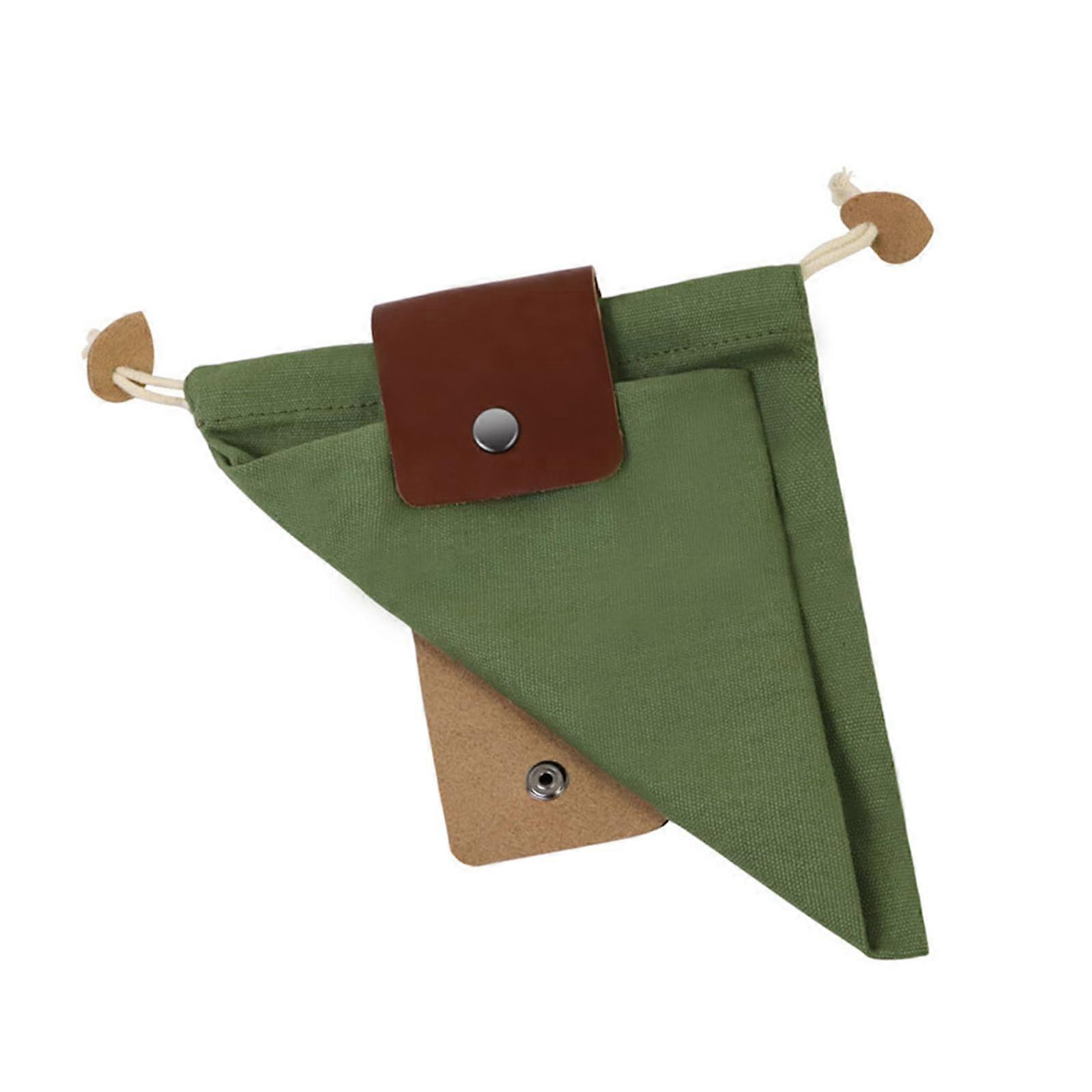 Foldable Waxed Canvas Foraging Pouches for Hiking Tool Storage, Green Leather Mushroom Belt Bag, Waist Pack Design