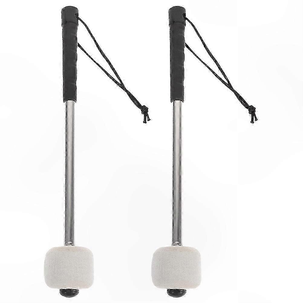 Maillets de grosse caisse en feutre de laine avec poignées en acier inoxydable, paire de baguettes d’instruments de percussion