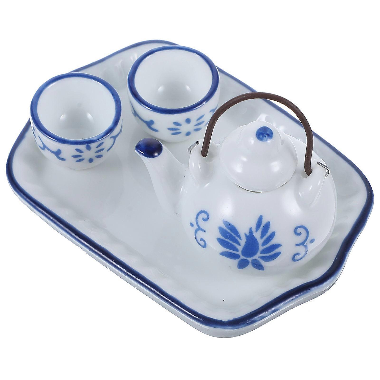 Mini Teapot Cup Ornament Set Of Ceramics Dollhouse Miniature Tea Experience For Collectors And Hobbyists With Unique Realistic Design 1 Set