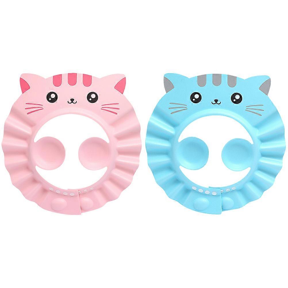 Baby Bath Cap Cartoon Pattern EVA Material Bathing Protect Eyes Effective Drainage 28.5X28.5cm 2Pack