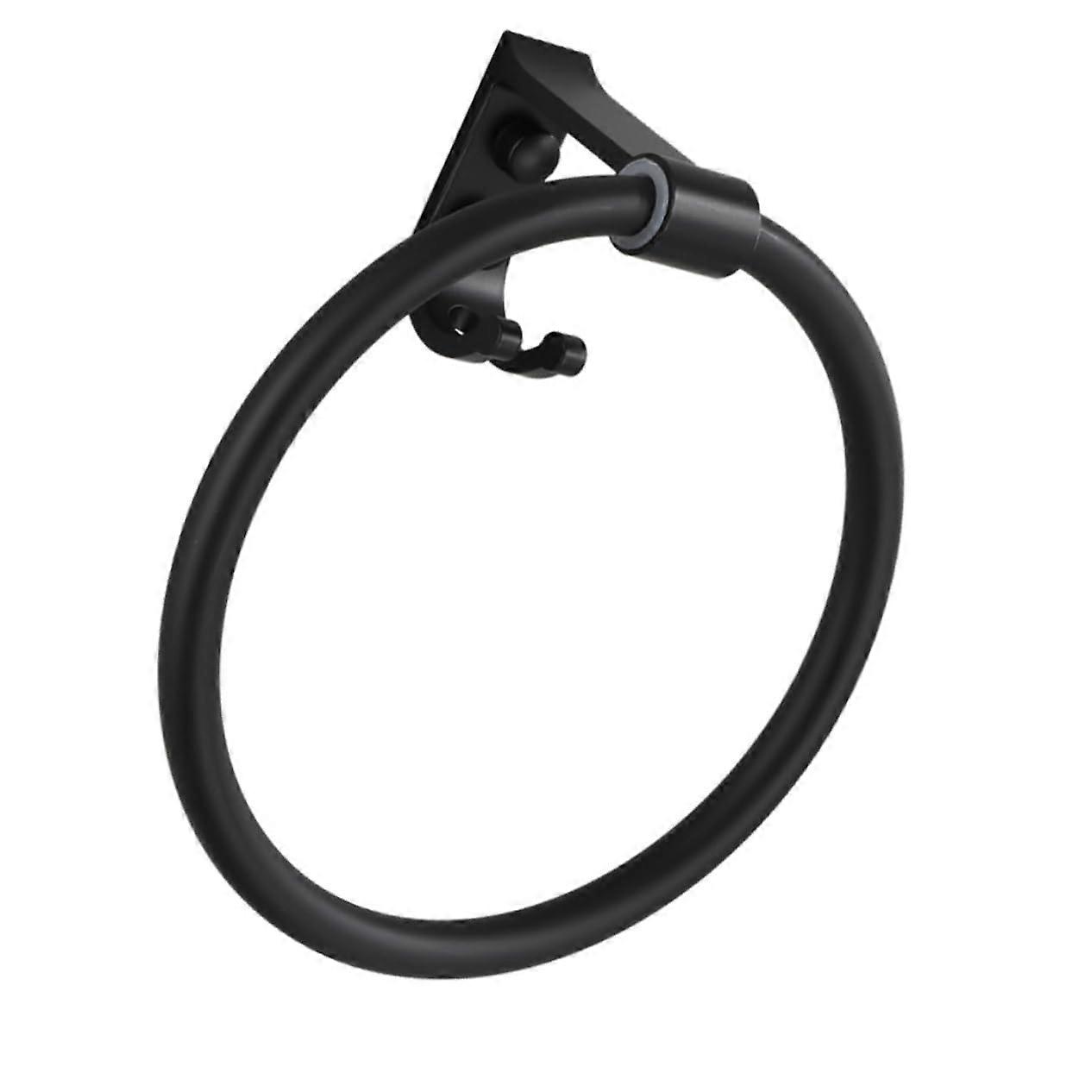 1pc No Drilling Towel Ring Made of Black Aluminum WallMountable Towel Holder for Bathroom and Kitchen Practical and Stylish Storage Solution