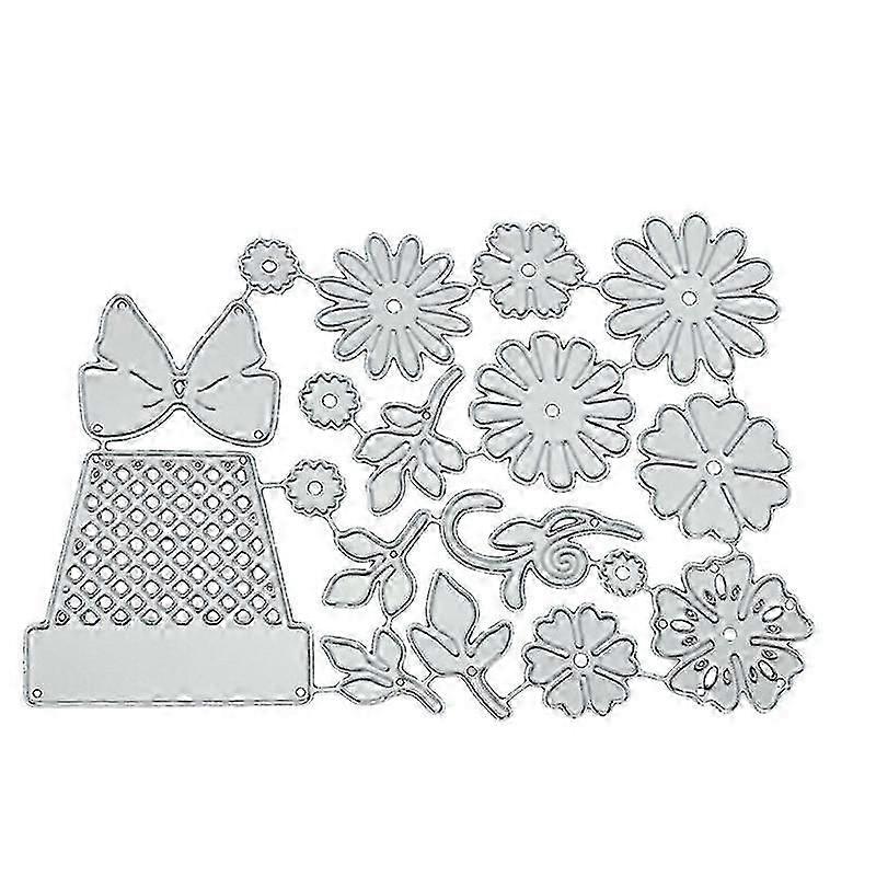 Flower Pot Metal Die Cuts Stencils Set Paper Art Craftings Cutting Templates