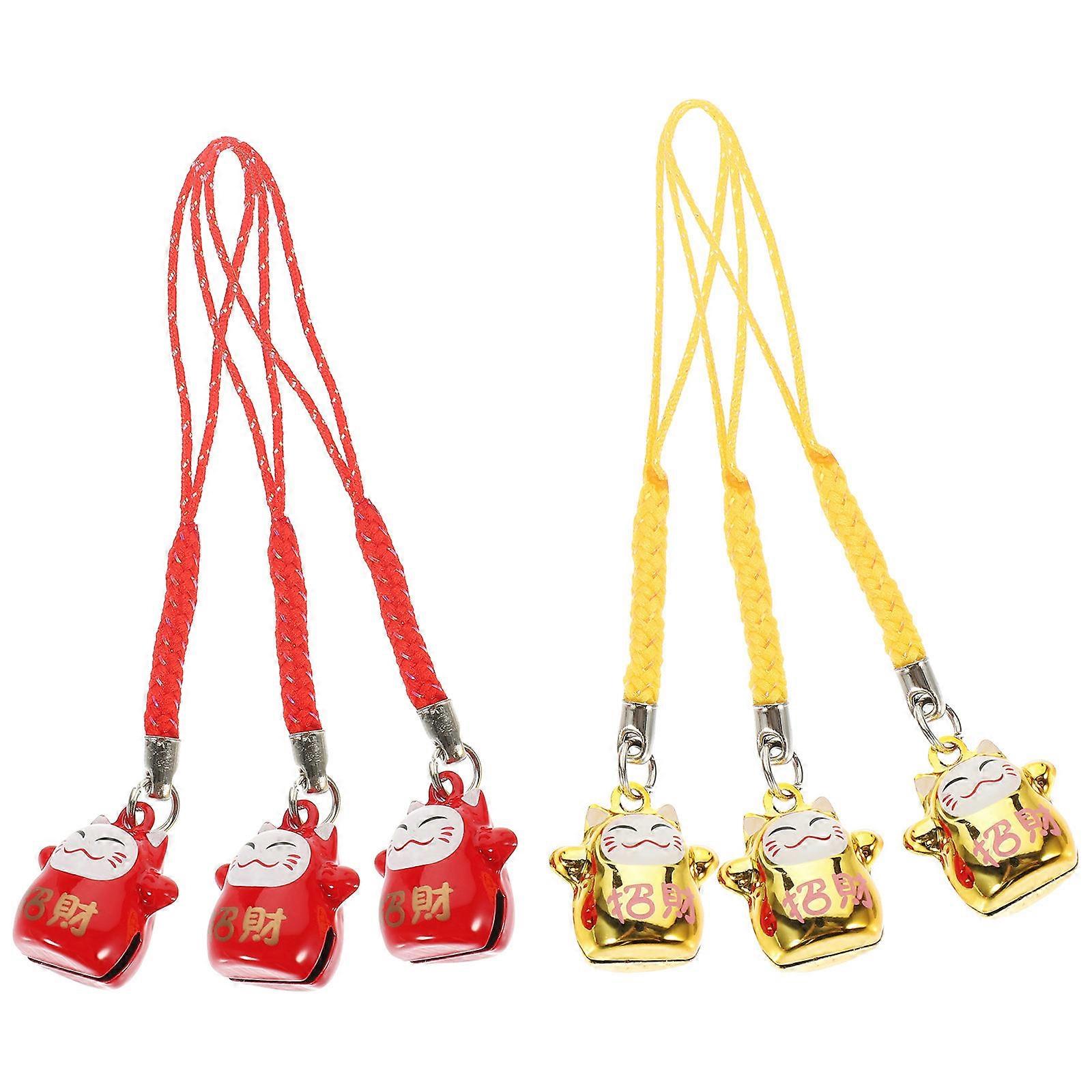 Lovely Hanging Decor 6Pcs Cat Shape Pendant Keychain Random Style Decoration Gift Giving Unique Keychain Charm