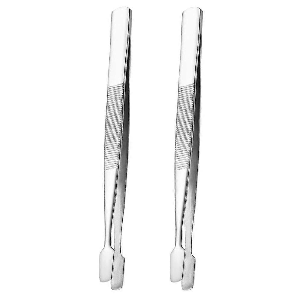 Stainless Steel Tweezers NonSlip Durable for Precision Work Easy to Carry 2Pcs