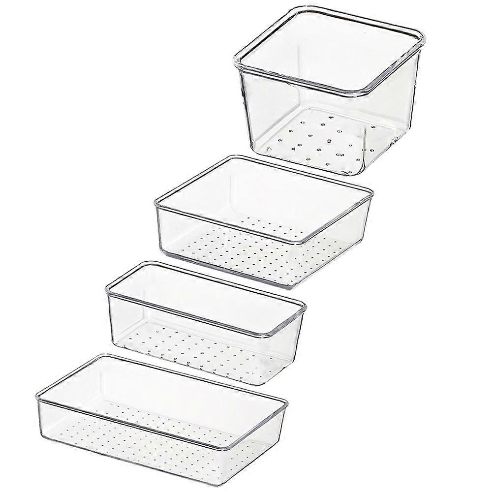 Clear 4 Pack Makeup Organizer Box – Transparent Storage for Lip Gloss, Lipstick & Cosmetics, Versatile Desktop Drawer Organizer with Stylish Design